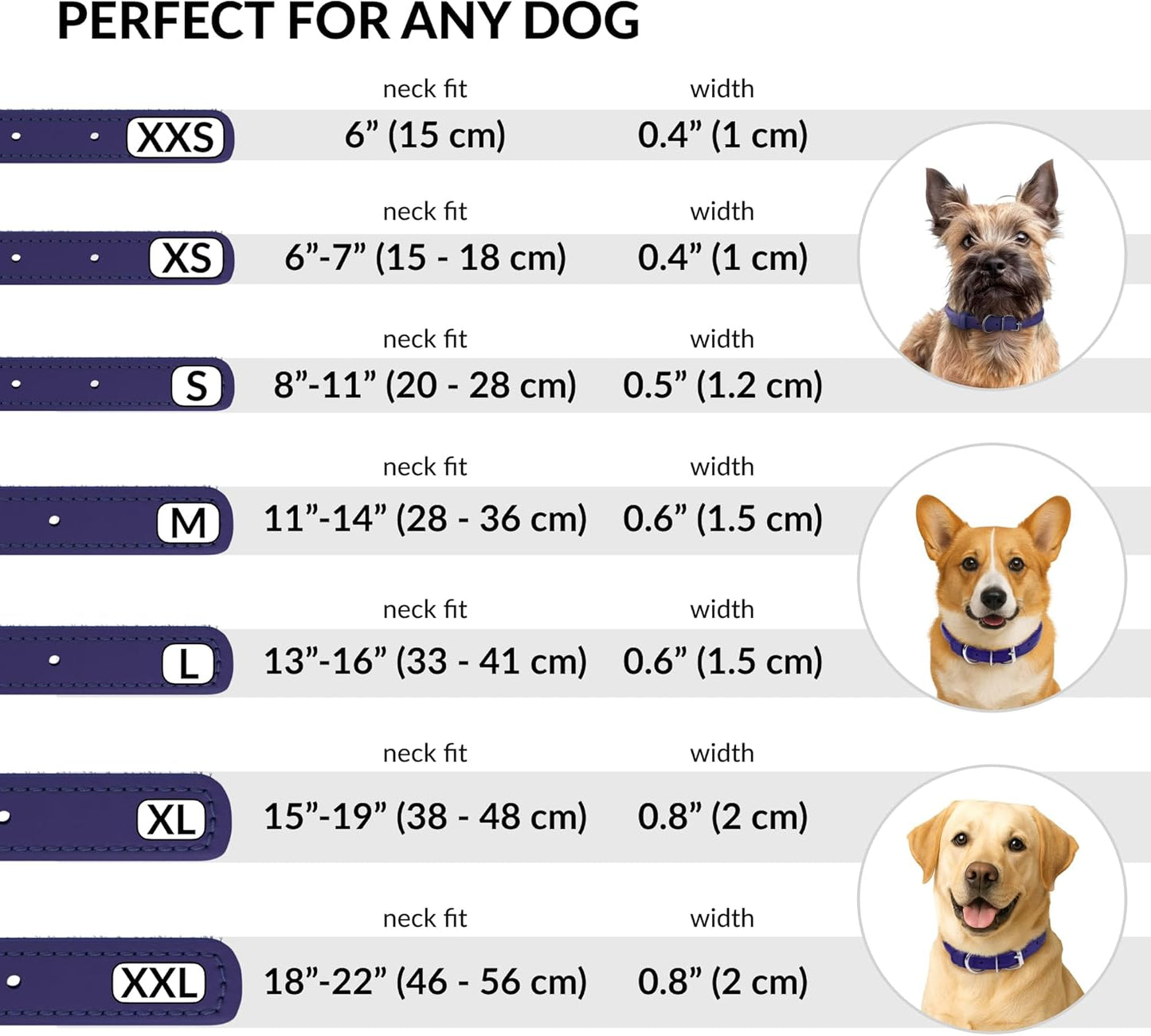 CollarDirect Rolled Leather Dog Collar, Soft Padded Round Puppy Collar, Handmade Genuine Leather Collar Dog Small Large Cat Collars 13 Colors (6-7 Inch, Purple Smooth)