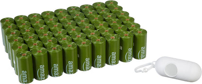 Amazon Basics Leak Proof Dog Poop Bags with Dispenser and Leash Clip, Unscented, 13 x 9 Inches - 810 Count (15 Bags per Roll, 54 Rolls)