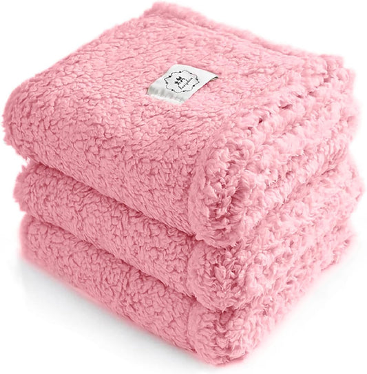 Luciphia 1 Pack 3 Calming Dog Blanket Fluffy Premium Fleece Pet Blankets Soft Sherpa Throw for Dogs Puppy Cat Pink Small (23" x16")