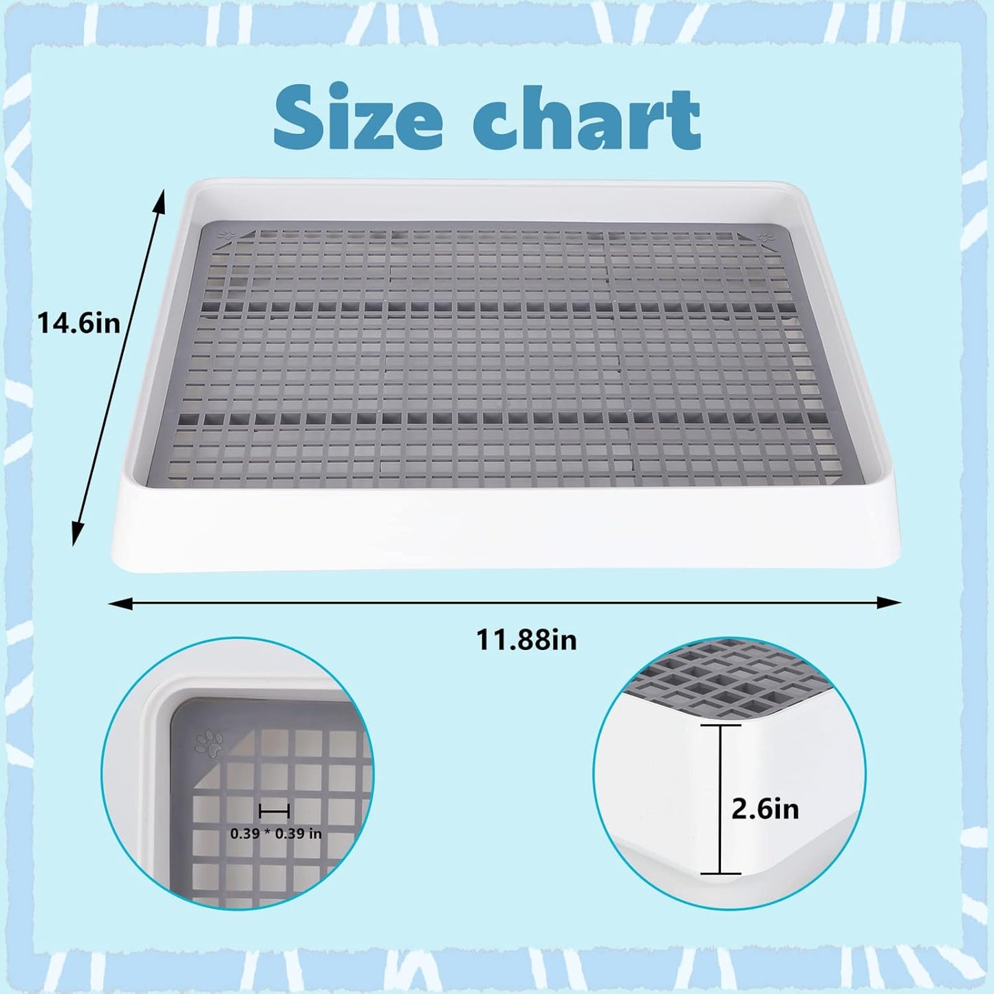 FHTONGE Guinea Pig Litter Box for Cage, Guinea Pigs Litter Pan with Grid, Rectangular Small Amimal Potty Trainer Tray Pet Toilet for Rat Chipmunk Chinchilla Hedgehog Hamster Ferret Rabbit