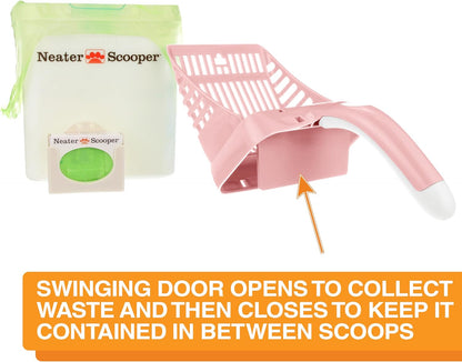 Neater Pet Brands Neater Scooper Standard Cat Litter Scoop, 60 Refill Bags – Mess-Free Cat Litter Scooper with Bag, Spill-Proof Kitty Box Sifter, Bin Doubles as Scoop Holder, For Single-Cat Households