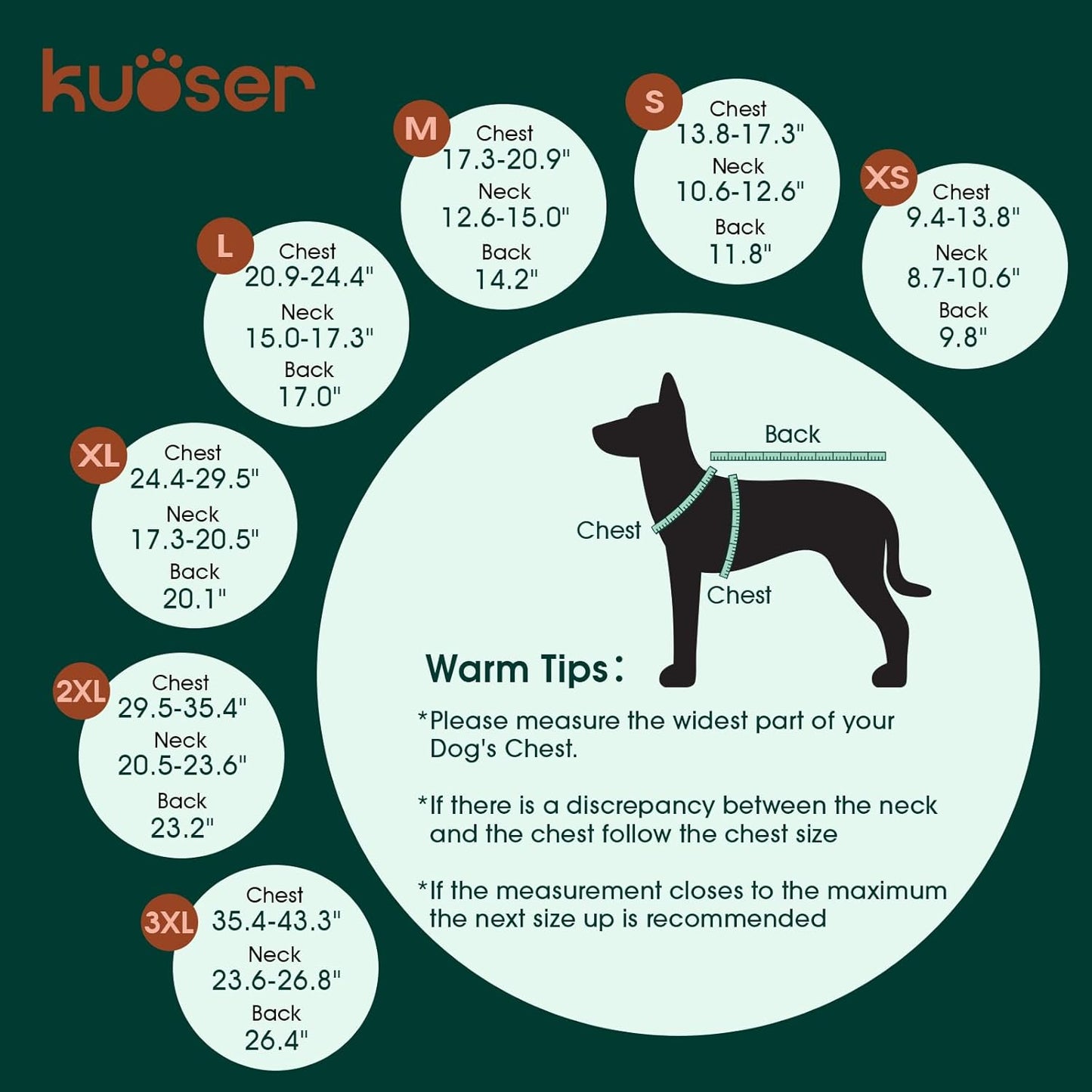 Kuoser Waterproof Dog Coat, Reversible Dog Jacket for Large Dogs, Adjustable Durable Doggie Winter Coat for Groowing Puppies Warm Puppy Cold Weather Apparel, Rose L