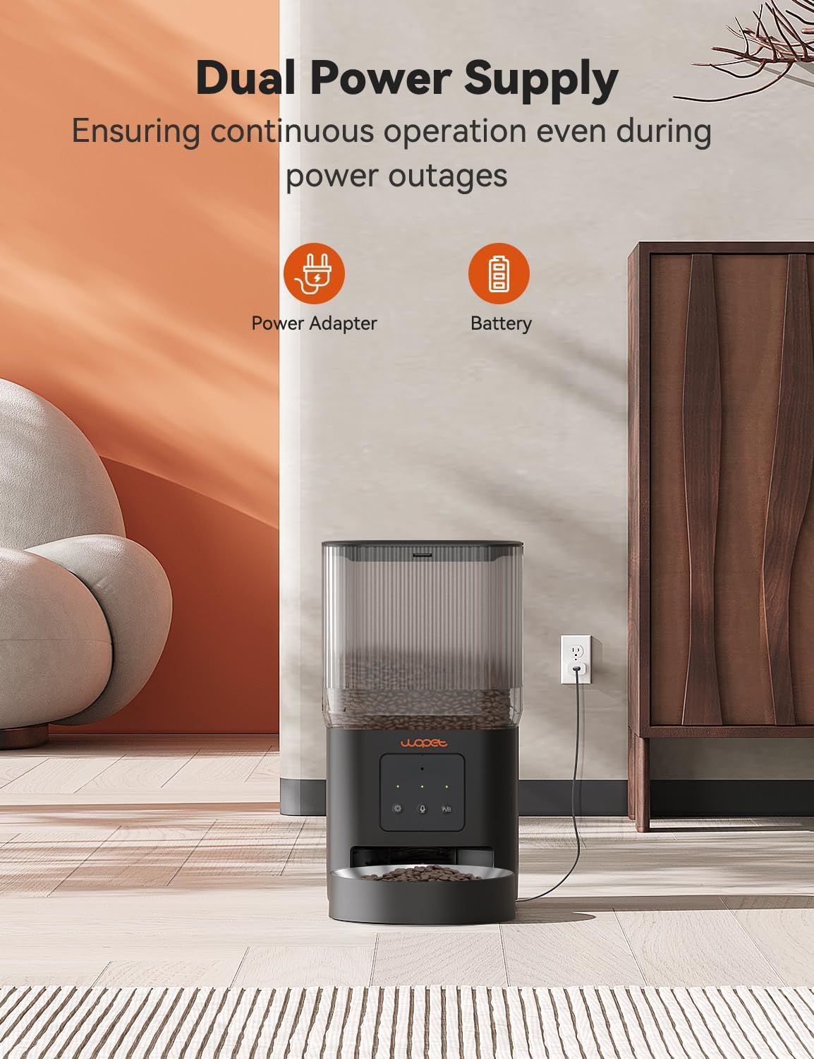 WOPET Automatic Cat Feeder, WiFi Automatic Dog Feeder with APP Control for Slow Feeding, Cat Food Dispenser with 10S Voice Record, Up to 10 Meals Per Day for Cats and Dogs