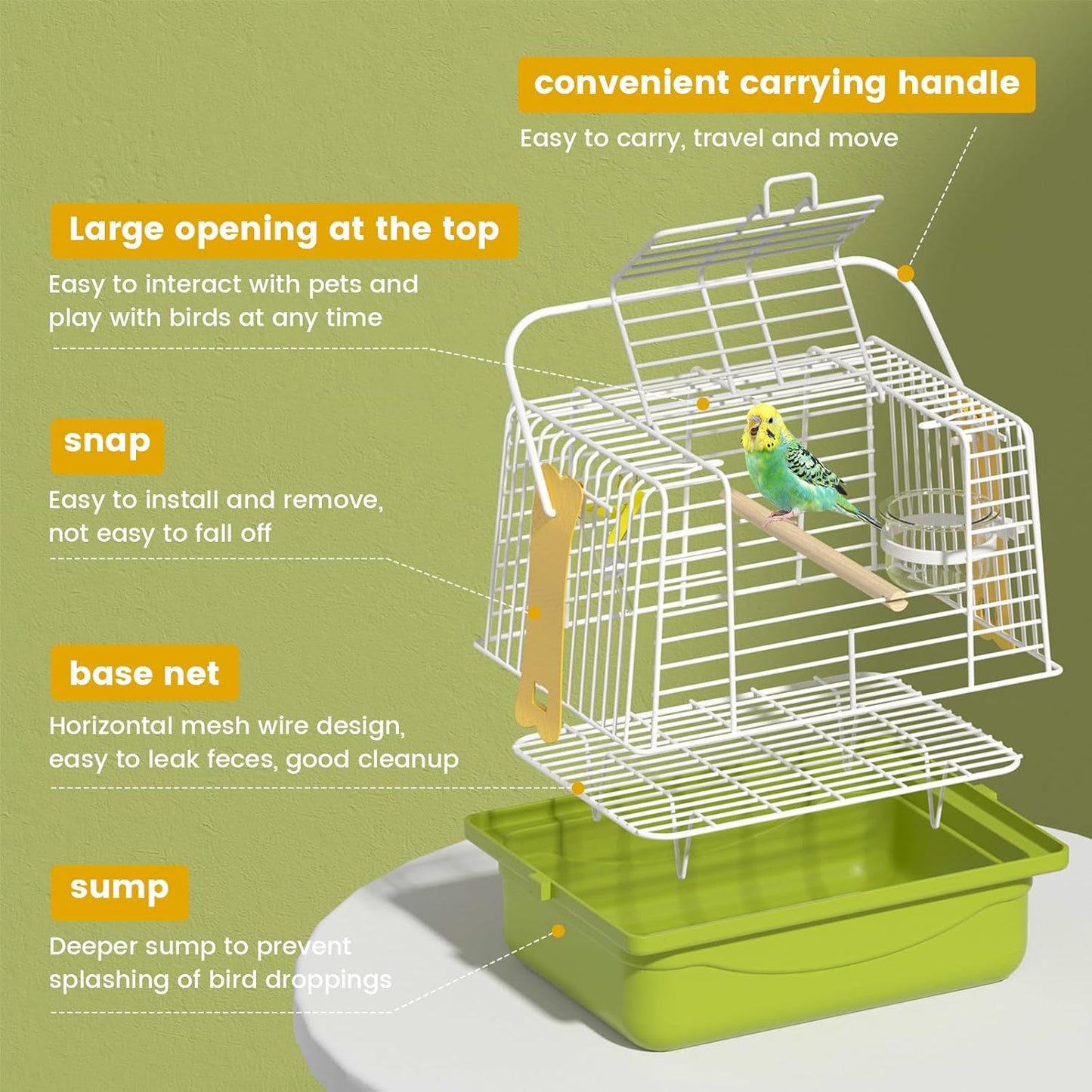 BAGHBPM Small Bird cage,Travel Cage for Birds and Small Animals, Parakeet cage,Bird Carrier Travel cage,Bird Travel cage, jaulas para pájaros,Green,(Size:S,M,L) (S)