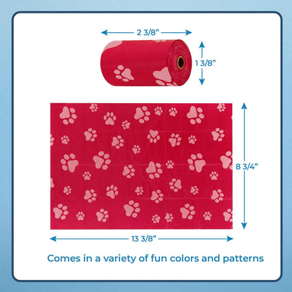 Best Pet Supplies Dog Poop Bags (240 Bags) for Waste Refuse Cleanup, Doggy Roll Replacements for Outdoor Puppy Walking and Travel, Leak Proof and Tear Resistant, Thick Plastic - Red