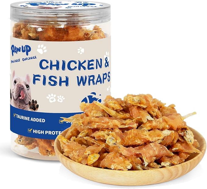 PAWUP Dog Treats Chicken & Fish, High in Protein and Omega-3, for Large Small Dogs, 10.5 oz
