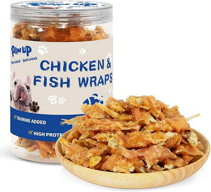 PAWUP Dog Treats Chicken & Fish, High in Protein and Omega-3, for Large Small Dogs, 10.5 oz