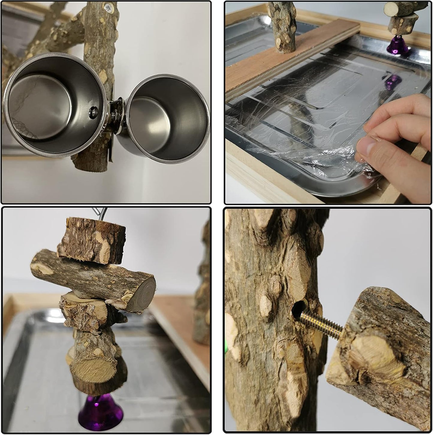 Tfwadmx Bird Perch Natural Wood Stand Parakeet Playground Toy Parrot Play Stand Platform Bird Cage Branch Perch Accessories for Canaries Cockatiels Conure Lovebirds