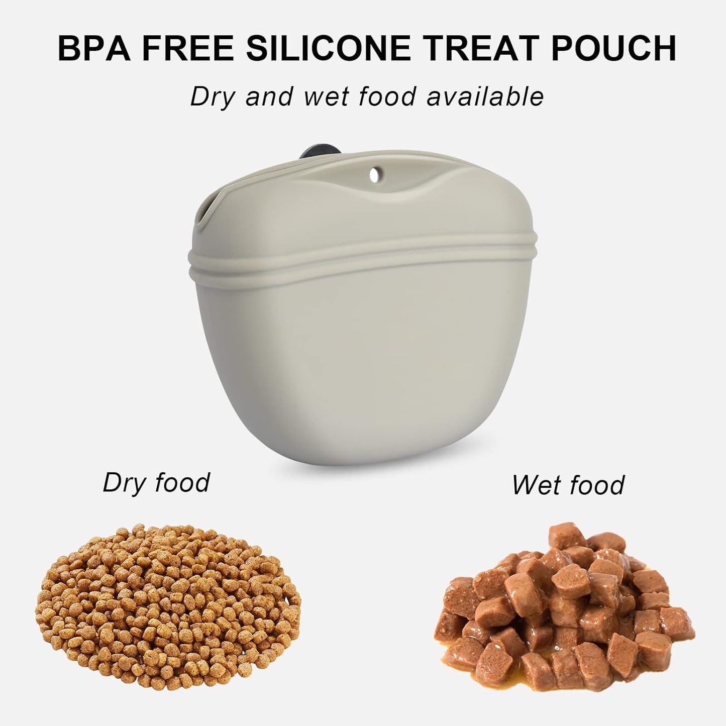 Left&Right Dog Clicker Training Kit,Silicone Dog Training Treat Pouch and Dog Clickers,Dog Treat Bag with Clicker Training for Dogs,Pet Treat Bag with Magnetic Buckle Closing and Waist Clip,Beige