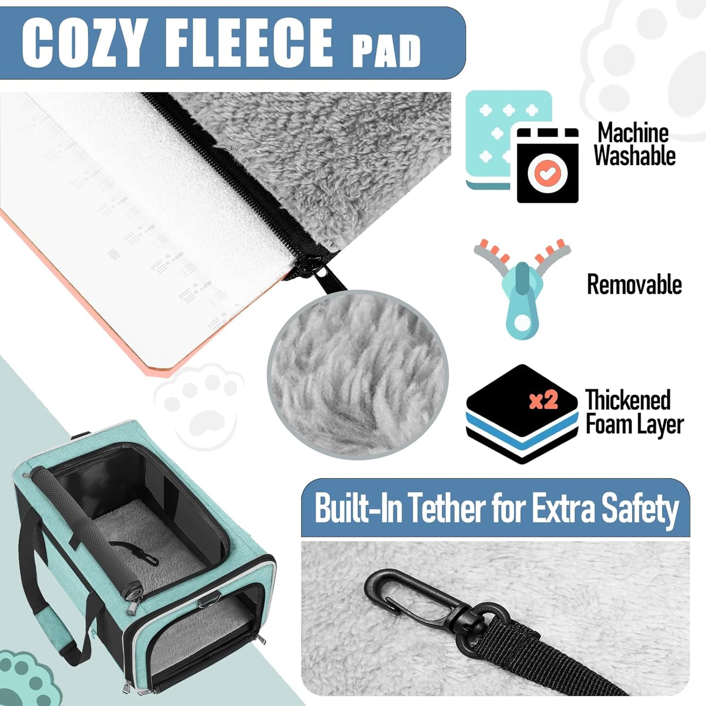 Soft Cat Carrier Large Cat 20 lbs/Kitty Cat Travel Crate for Pet Top Load/Small Dog Sturdy Transport Fabric Carry Bag 10 Pounds/Yorkie Kennel with Pocket Teal Aqua