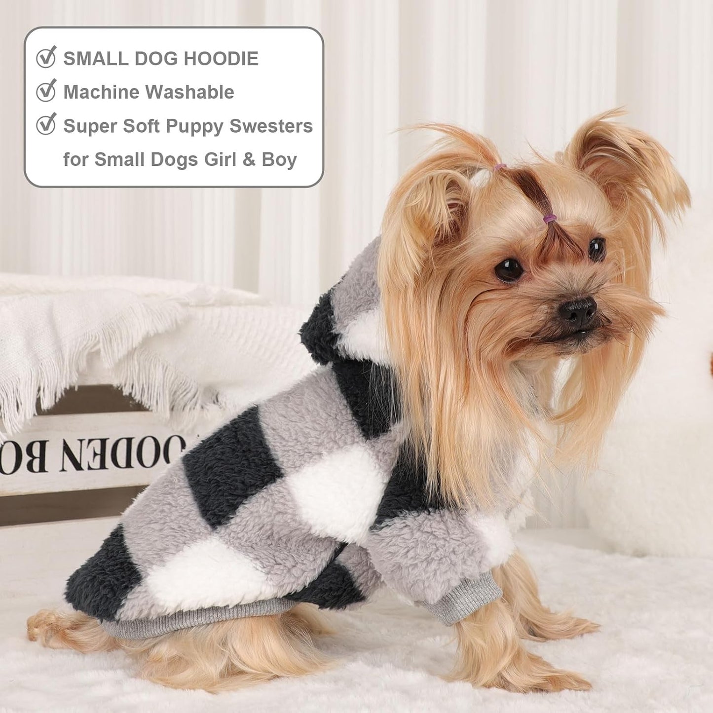 Medium Dog Sweater for Small Dogs Hoodies,Winter Clothes Boy Girl Male Female,Warm XXS Fleece Hoodies Pet Coat Apparel Outfit(Medium, Black)