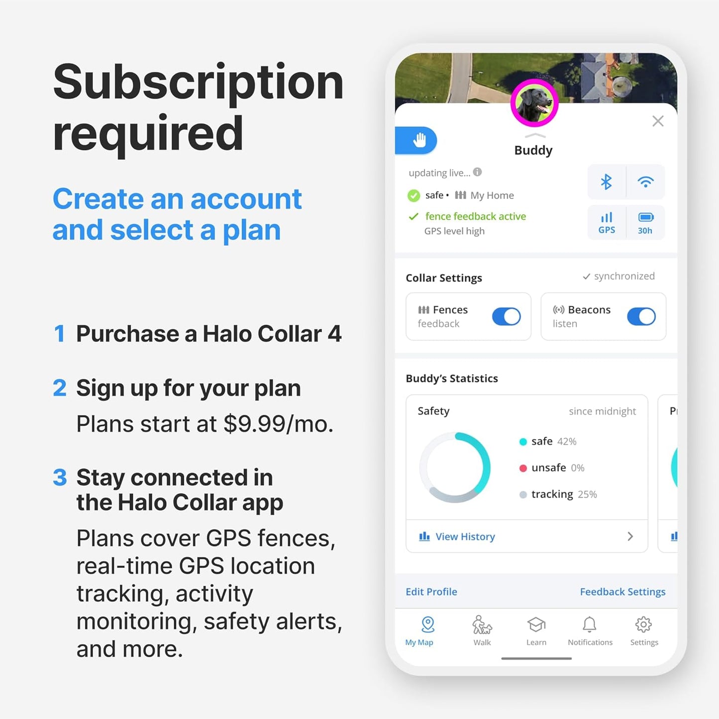 Halo Collar 4, All New GPS Wireless Dog Fence & Dog Training Collar with GPS Tracker, Subscription Required, Waterproof, One Size, Orchid