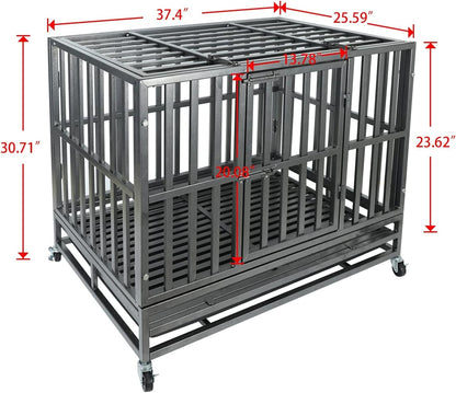 37Inch Heavy Duty Dog Cage Kennel Strong Metal Dog Cage