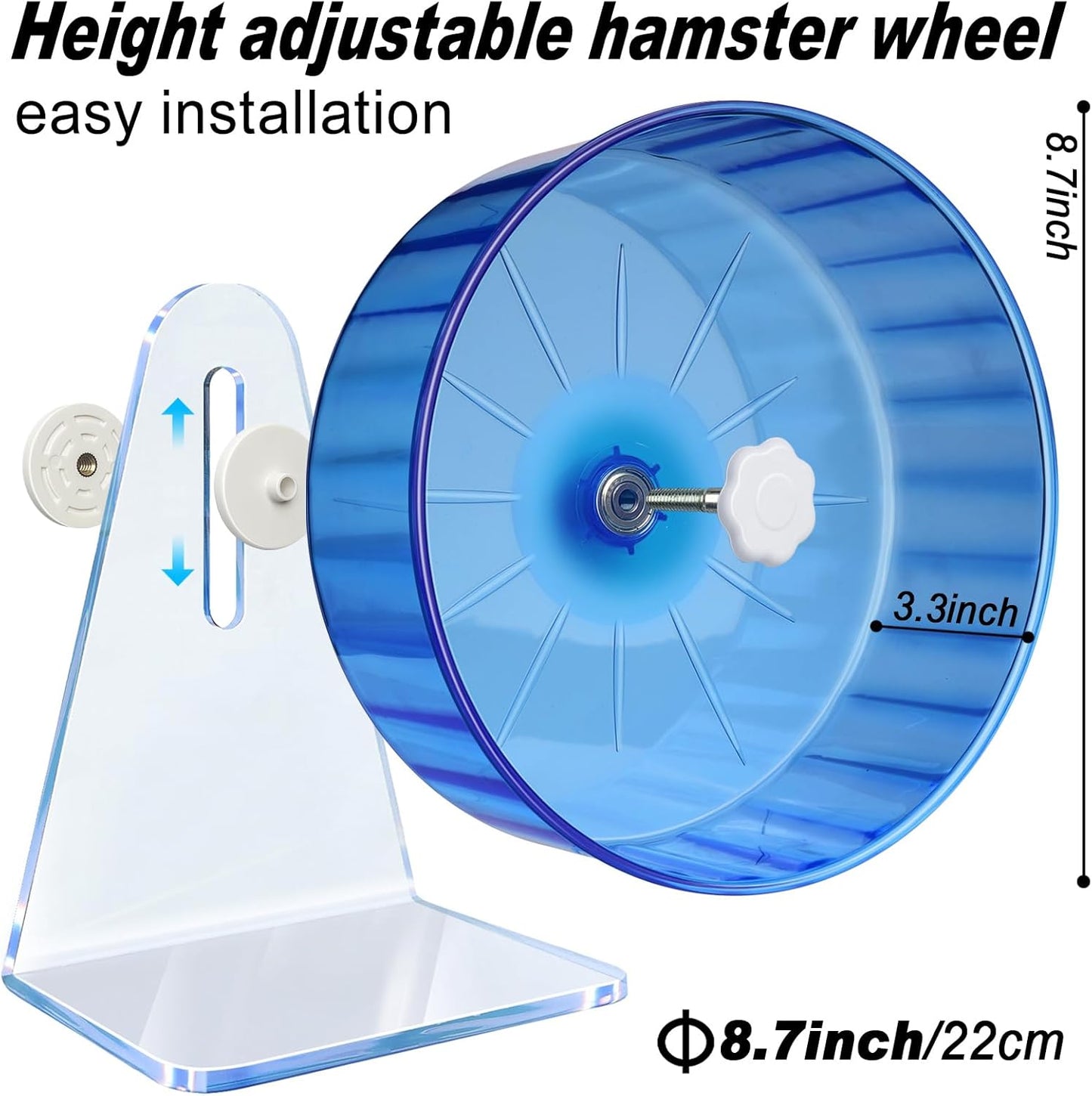 Hamster Wheel,Silent Wheel,Super Silent Hamster Exercise Wheels,Silent Hamster Wheel,Adjustable Stand Hamsters Exercise Wheels,Quiet Rat Wheel (Φ 8.7 inch, Blue)