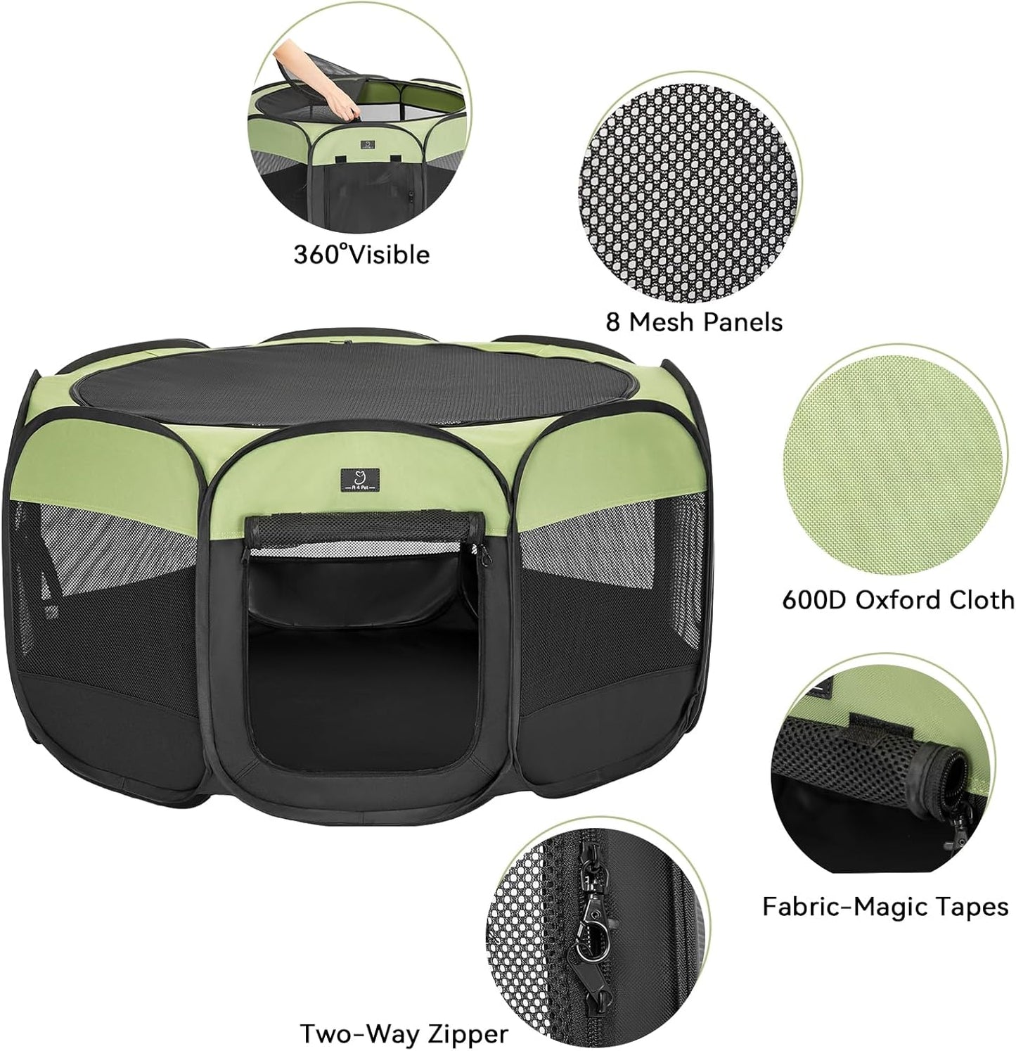 A 4 Pet Portable Cat Playpen for Small Dogs, 27" Small Kitten Playpen, Suitable for Puppy/Cats/Rabbit/Chick, Cat Play Pen with Mesh Panel(11”W × 7.5”H)