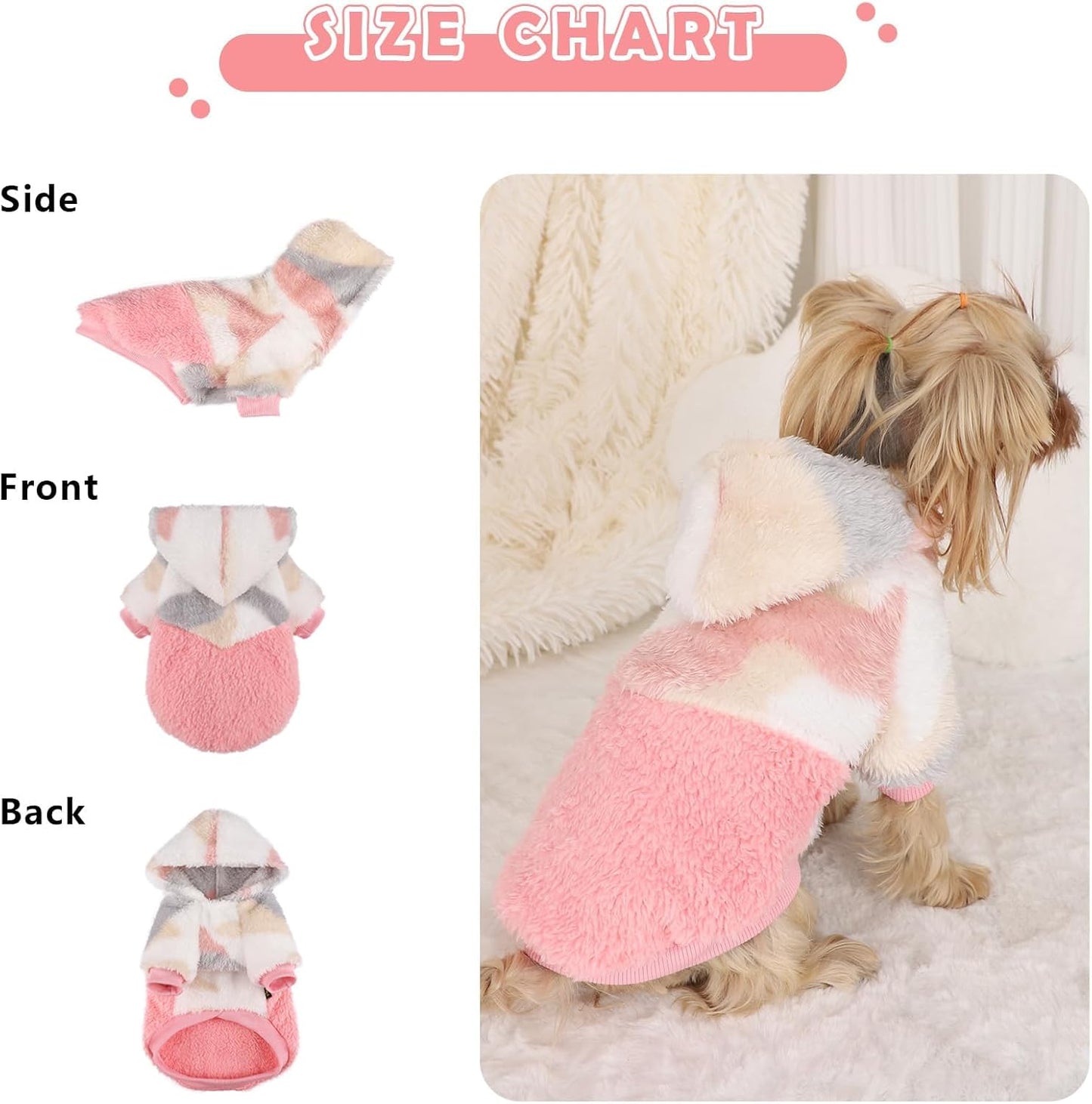 X-Small Dog Sweater for Small Dogs Hoodies,Winter Clothes Boy Girl Male Female,Warm XS Fleece Hoodies Pet Coat Apparel Outfit (XS, Pink)