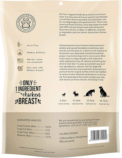 American Paws Chicken Jerky Dog Treats Made in USA All Natural (8 oz)