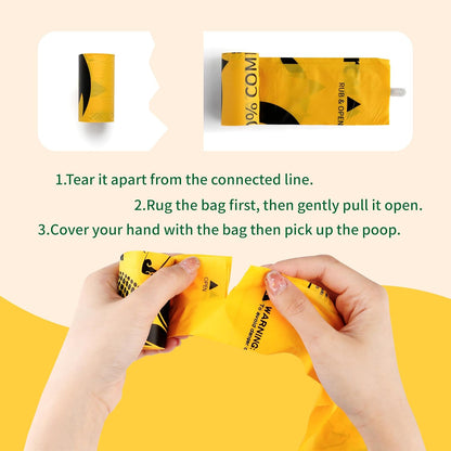 Certified 100% Compostable Poop Bags for Dogs, 120 Count Guaranteed Leak Proof and 18 Microns Extra Thick Dog Waste Bag, 18 Rolls of Plant Based Doggie Poop Bag, No Scented with ASTM D6400 & EN13432