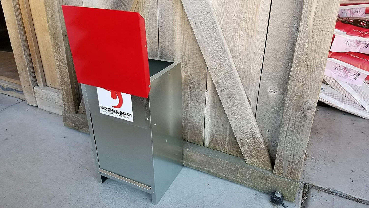 Duncan's Dog Feeder - Galvanized Metal Pet Food Station for Outdoor or Indoor Use - Automatic Gravity Self Feeding Dispenser for Small, Medium, and Large Breeds - Holds 25 Pounds of Dry Kibble