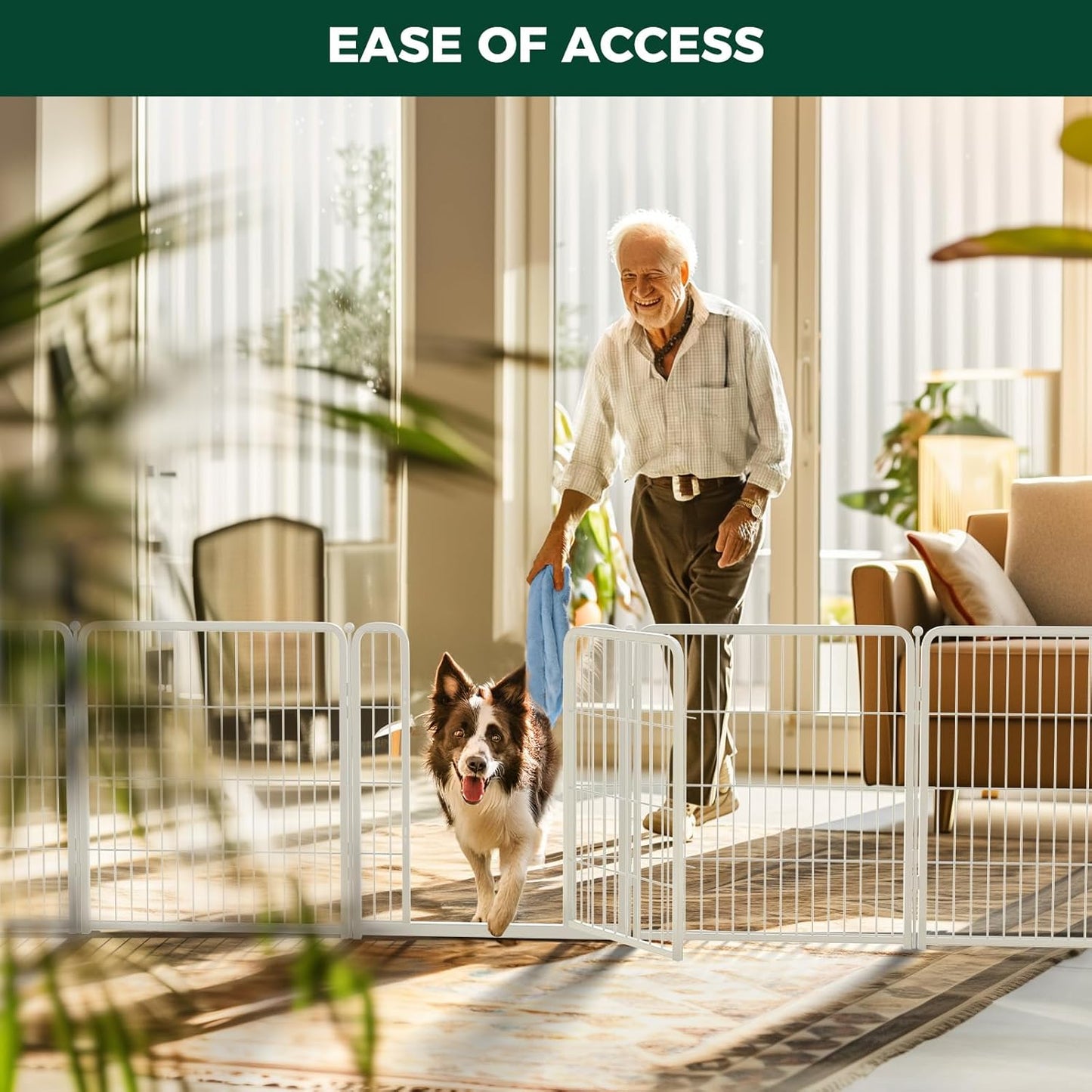 FXW Homeplus Unleashed Indoor Dog Playpen - Stress-Free and Safe Play, Heavy Duty 32 Inch 12 Wire Panels Dog Pen for Small and Medium Dogs, White│Patented