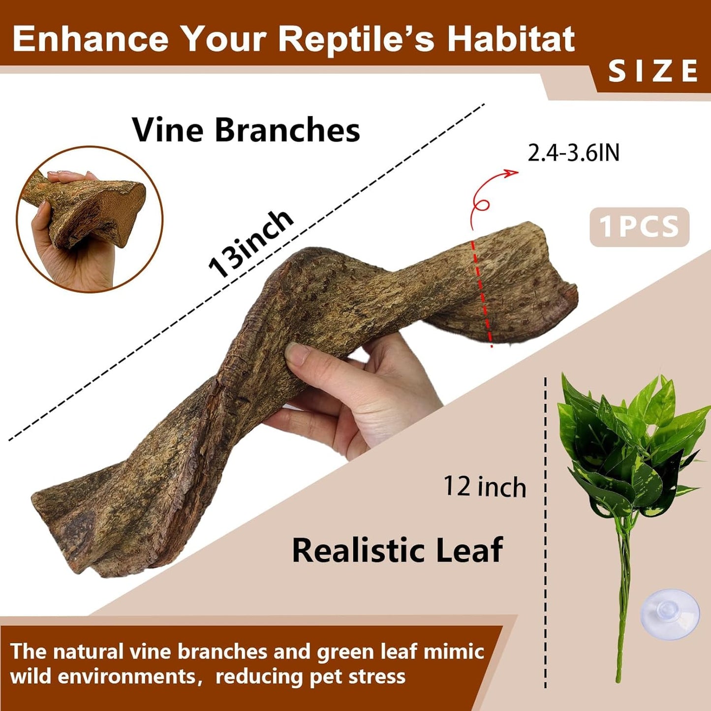 BNOSDM Reptile Climbing Branches Decor,Snake Climbing Branch,Gecko Climb Wood,Lizard Forest Branch,Tank Habitat Tree Trunk Decorations for Bearded Dragons,Chameleons,Spider,Frogs (XL)