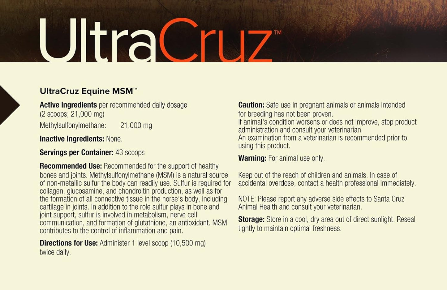 UltraCruz Equine MSM® Powder, 1 lb