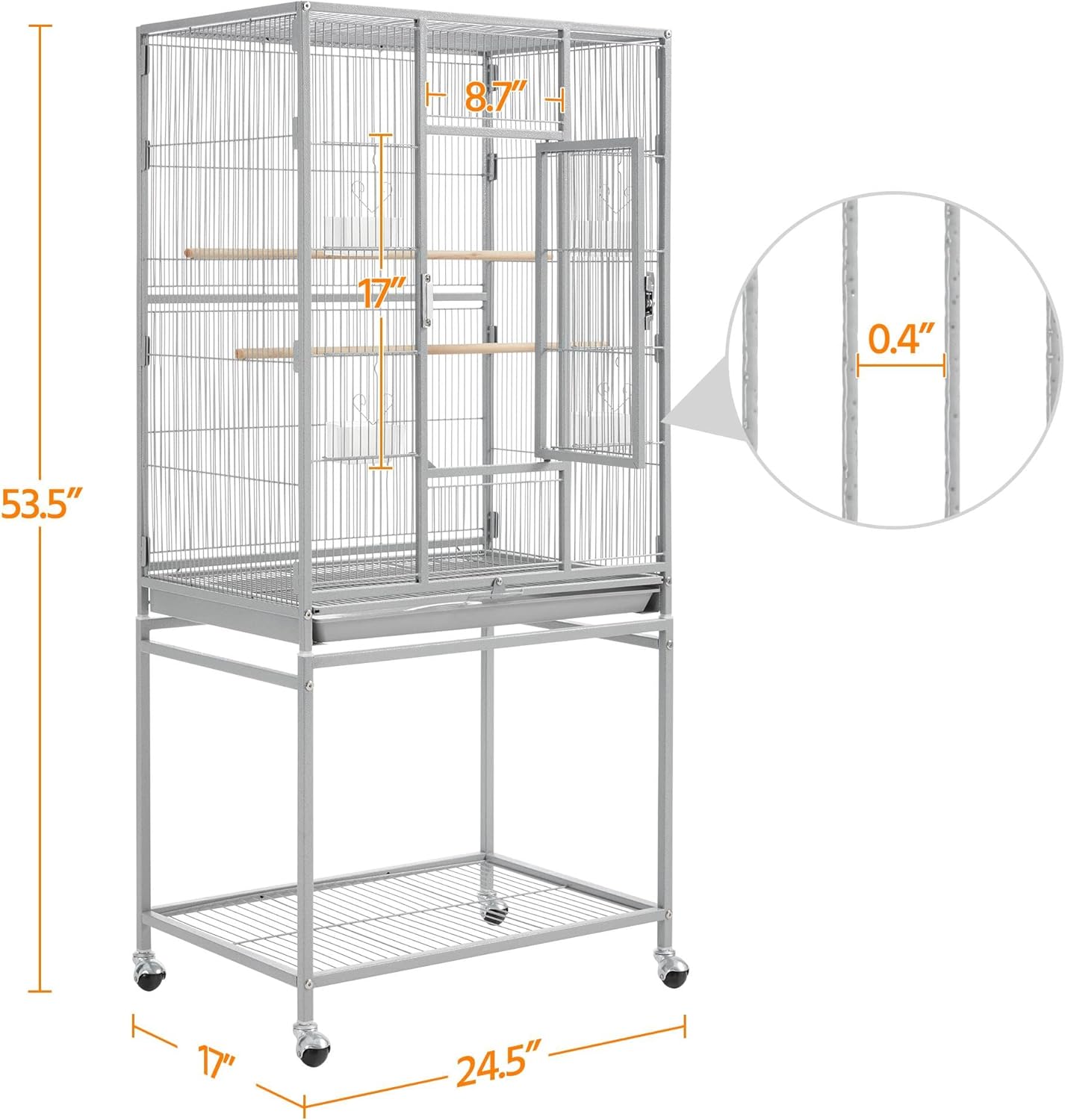 Yaheetech Metal Large Bird Cage Parrot Parakeet Cage w/Stand for Small Parrot Cockatiel Sun Parakeet Lovebird Budgie Finch Canary Green Cheek Conure, 54inch