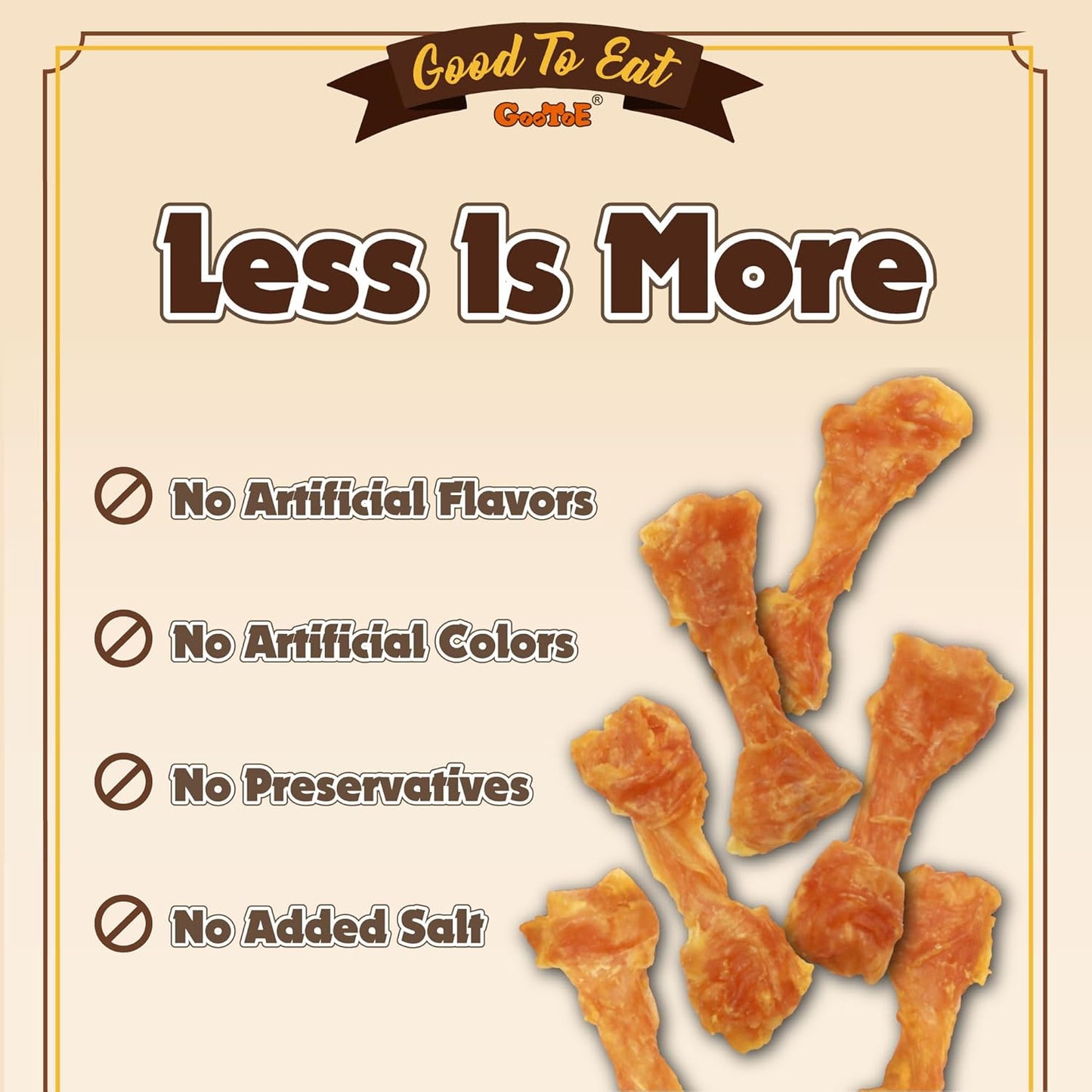 Gootoe Turkey Tendons for Dogs –All-Natural, Hypoallergenic Dog Treats, Rawhide Alternative, Long Lasting Puppy Chews, Healthy Dog Treats for Small Breeds, Bone (S), 6 Count Pack