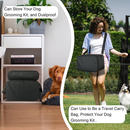 Beautyflier Pet Grooming Supplies Organizer, Protective Tote Bag Case for Pet Grooming Kit & Vacuum Suction Dogs Cats Hair, Travel Pouch Bag for Pet Dog Grooming Vacuum Kit, Bag Only (Black)