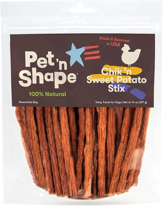 Pet 'n Shape Chik 'n Sweet Potato Stix Dog Treats – Made and Sourced in the USA - 14 Ounce