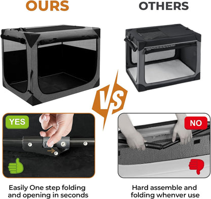 Dog Crate, Collapsible Soft Travel Crate for Large Dogs (3 Year Warranty), Indoor & Outdoor Portable Pet Kennel with Chew-Proof Mesh Window (Dark Gray, 36" L x 25" W x 25" H) ﻿