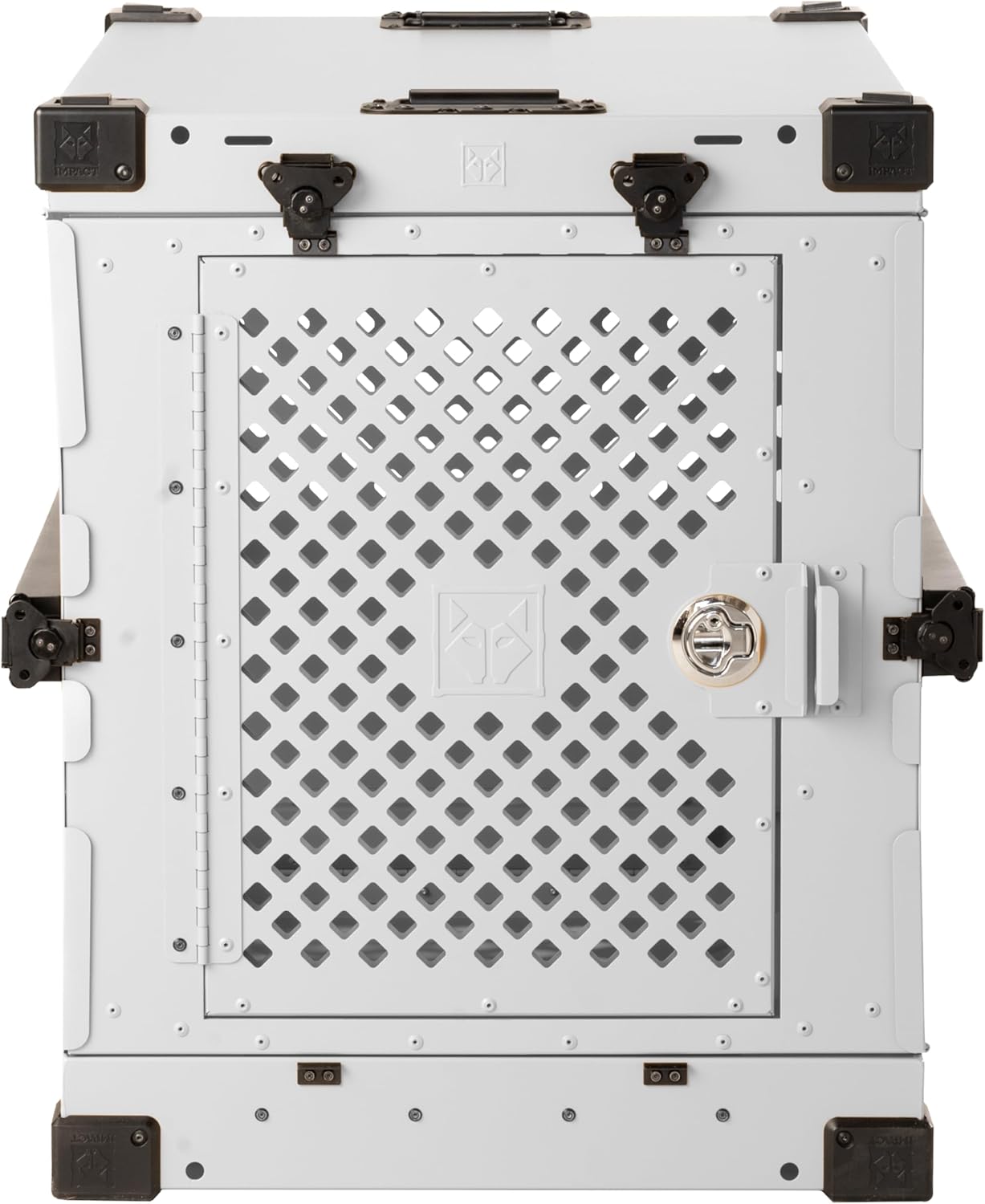 Impact Collapsible Dog Crate - Foldable Hard Crate for Intermediate Dogs - Heavy Duty Travel Kennel with Powder-Coated Aluminum - Quick Setup for Indoor & Outdoor (White, 34" (34.5" L x 23" W x 29" H)