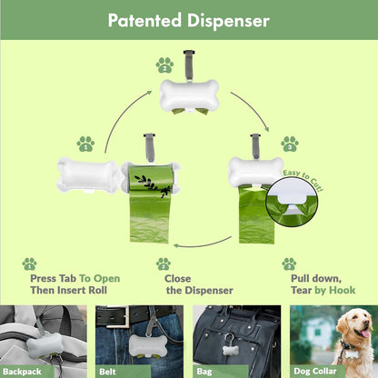 GORILLA SUPPLY Dog Poop Waste Bags with Dispenser and Leash Tie, 9" x 13", Green, 1000 Count
