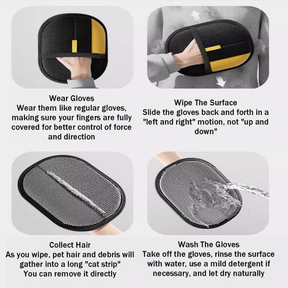 Pet Hair Removal Glove - Cat & Dog Electrostatic Hair Remover Grooming Glove 2Pcs