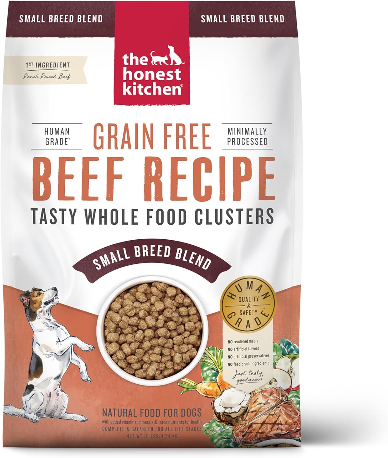 The Honest Kitchen Whole Food Clusters Small Breed Grain Free Beef Dry Dog Food, 10 lb Bag