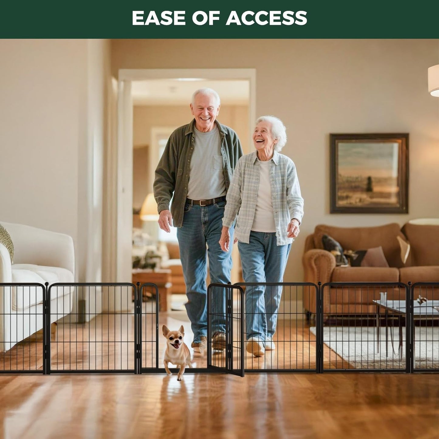 FXW Homeplus Unleashed Indoor Dog Playpen - Stress-Free and Safe Play, Heavy Duty 24 Inch 18 Wire Panels Dog Pen for Puppy and Small Dogs, Black│Patented