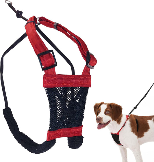 Sporn No Pull Dog Harness for Medium-Sized Dog - Red Mesh, Durable Nylon, Breathable, Adjustable, Lightly Padded, Soft & Easy, Heavy Duty Body Halter Harness for Medium Size Breeds