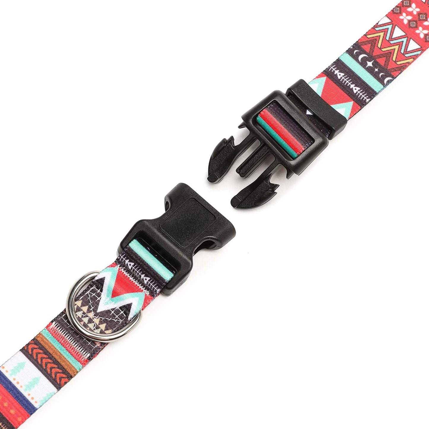 Mercano Adjustable Dog Collar - Special Design Patterns, Soft Nylon Comfortable Sturdy Pet Collar for Small Medium Large Dogs (M, Tribal Red)