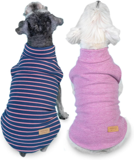 KYEESE 2Pack Dog Sweater Pullover Dog Sweaters for Small Dogs Girl Soft Dogs Clothes Stretchy Pet Sweatshirt Warm Dachshund Clothes Small Pets Sweaters Turtleneck Pet Coats