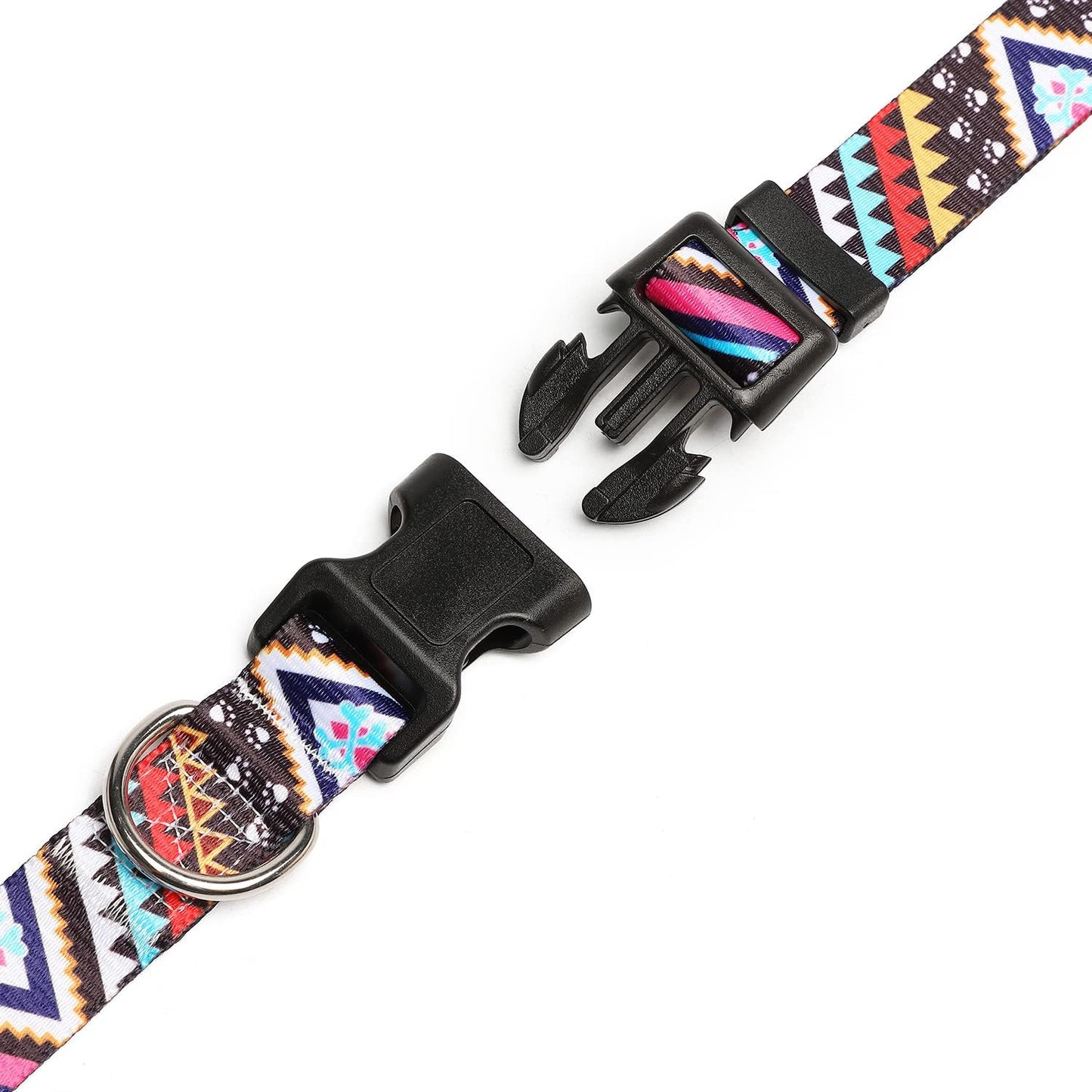 Mercano Adjustable Dog Collar - Special Design Patterns, Soft Nylon Comfortable Durable Pet Collar for Small Medium Large Dogs (M, Ethnic Pink)