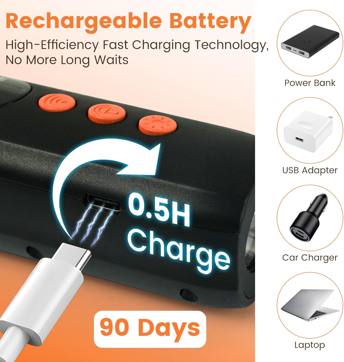 Ultrasonic Dog Bark Deterrent Device 3X Ultrasound Anti Barking Device Safe for All Dogs Training Tools Up to 50ft for Indoor Outdoor with Flashlight Rechargeable Training Device