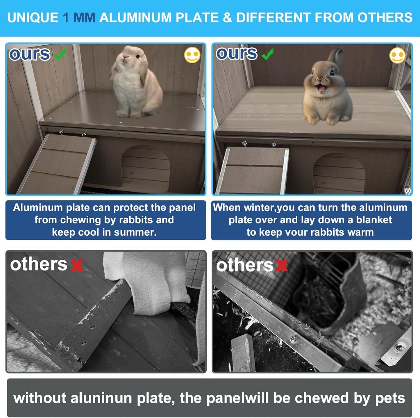 38" L Rabbit Hutch Bunny Cage,Fir Wood Rabbit Cage Indoor Outdoor with Pull Out Tray,Bunny Hutch with Ramp and Hideout,Guinea Pig Cages Rabbit Hutch Indoor with Detachable 4 Legs
