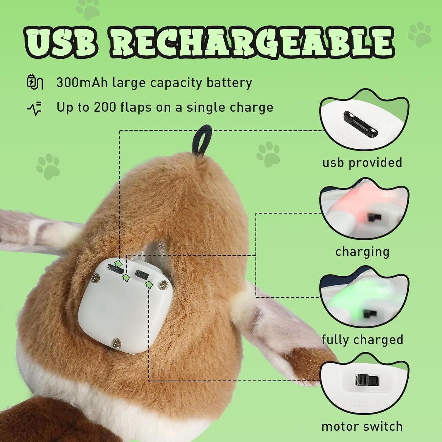 Cat Toys, Flapping Wings Cute Sparrow, No Flying, Chirping Bird Interactive Catnip Toy for Kitten or Small Dogs, Touch Activated, Rechargable