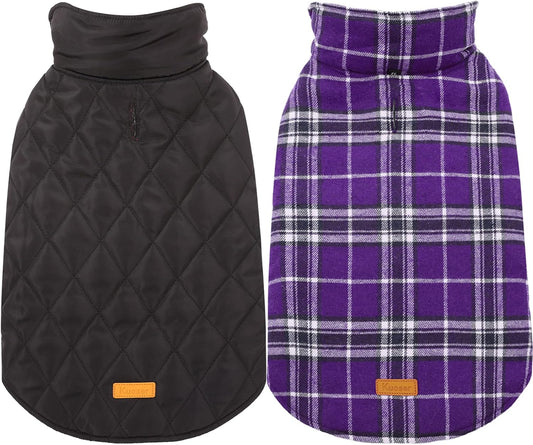 Kuoser Warm Dog Coat, Waterproof Dog Jacket for Extra Large Dogs, Adjustable Durable XL Doggie Winter Coat Reversible Cozy Puppy Cold Weather Apparel from Small to Large Breed, Purple XL