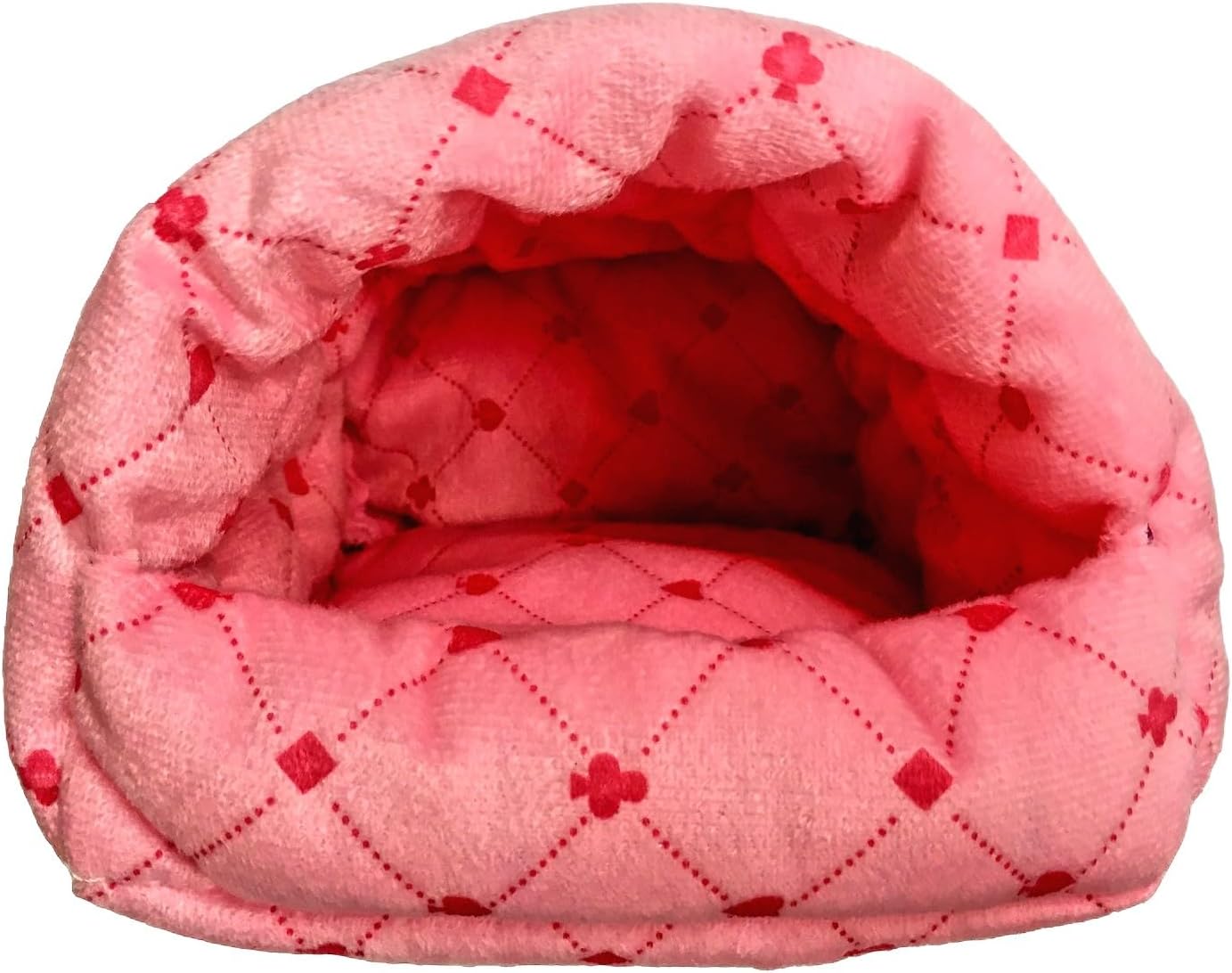 WowowMeow Small Animals Warm Hanging Cage Cave Bed for Hamsters, Guinea-Pigs, Rats, Rabbit and Chinchillas (L, Poker-Pink)