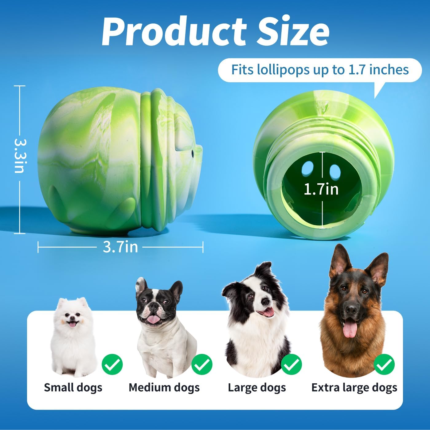 Dog Toy, Frozen Treat Toys, Treat Dispensing Chew Toy for Small Medium Large Dogs, Long-Lasting Interactive to Keep Pup Distracted & Reduces Anxiety, Freezable Fillable Dog Puzzle Toys - Green