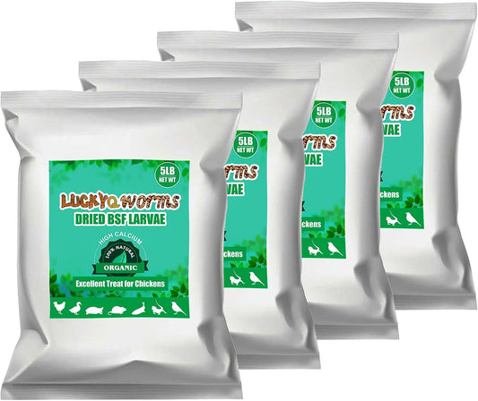 Dried Black Soldier Fly Larvae 20LBS, 85X More Calcium Than Mealworms High-Protein BSF Larvae Chicken Treats Non-GMO BSFL for Chickens, Hens, Ducks, Wild Birds