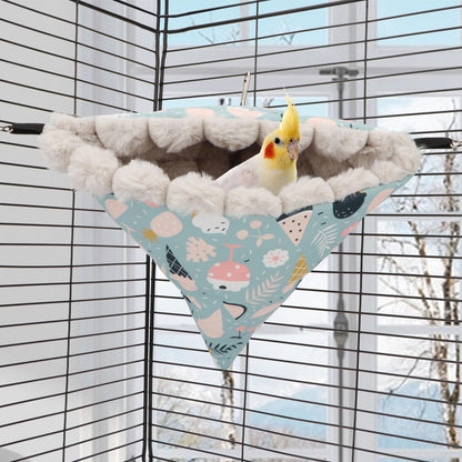 Wontee Bird Nest House Winter Warm Hanging Hammock Bird Bed Snuggle Hut for Parakeets Budgies Caique Conures Cockatiels (Large, Blue)