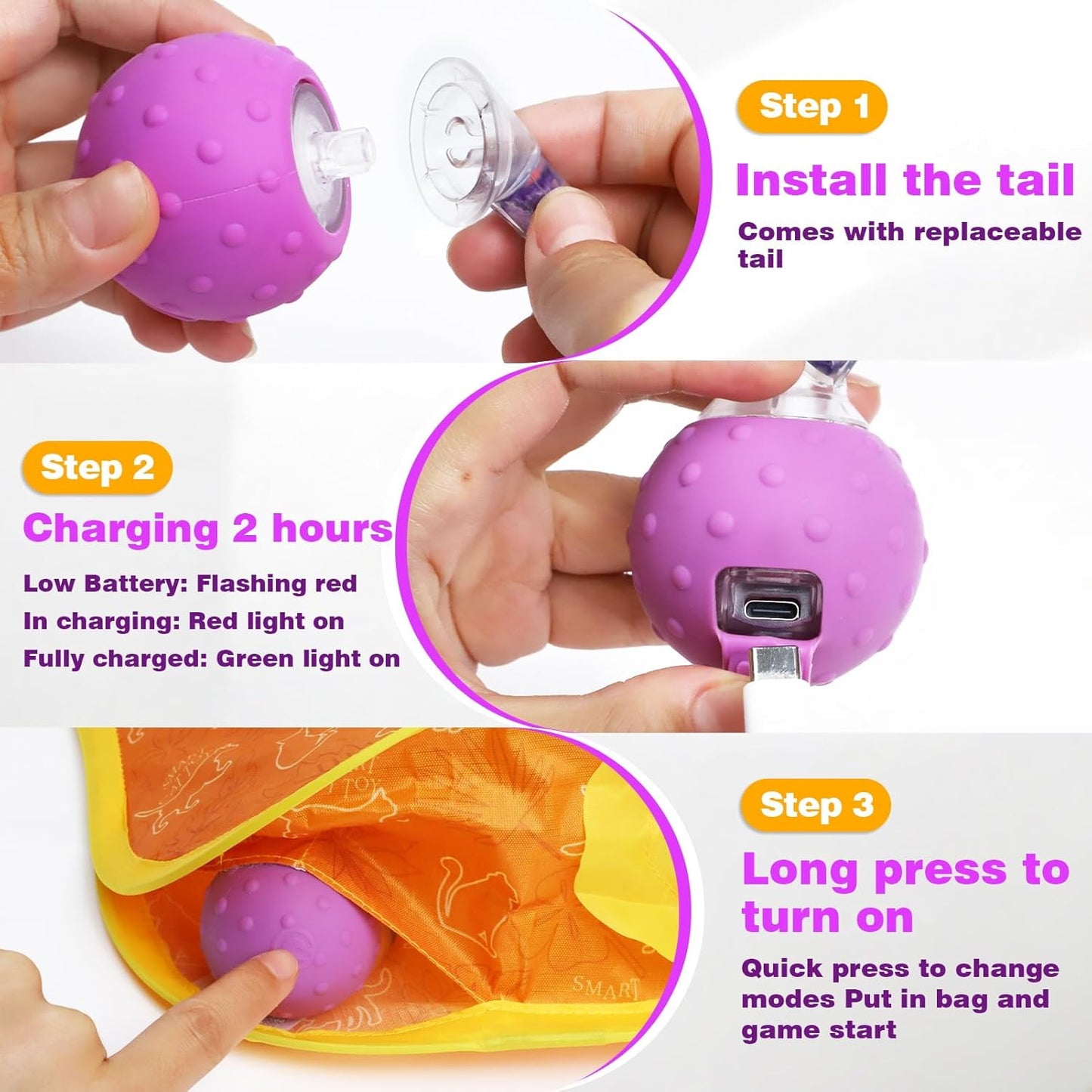 Interactive Cat Toys Mouse Ball, Motion Activated Cat Ball Super Fast in Mice Holes Cat Tent Tunnel