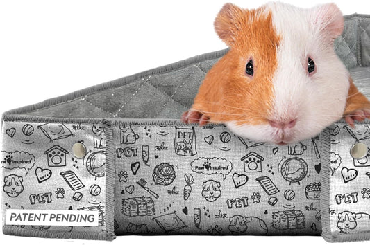 Paw Inspired Critter Box | Washable Guinea Pig Cage Liners with Raised Sides | Fleece Bedding for Guinea Pigs Rabbits, Hamsters, Small Animals | Edge Protected Pee Pads (C&C 2x1 (14" Grids))